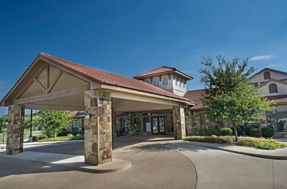 Main entrance of a rehabilitation center, welcoming patients and families, Weatherford, TX.