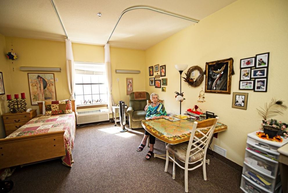 Spacious room with comfortable furniture in a rehabilitation center, Weatherford, TX.